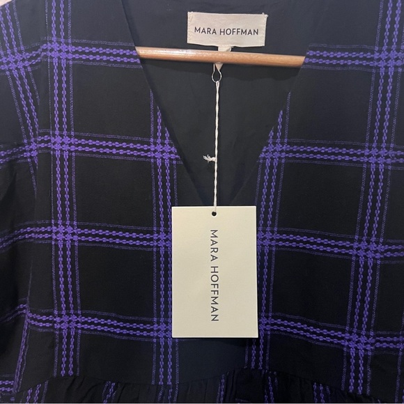 Mara Hoffman Midnight blue and purple plaid dress size XS - Picture 4 of 12